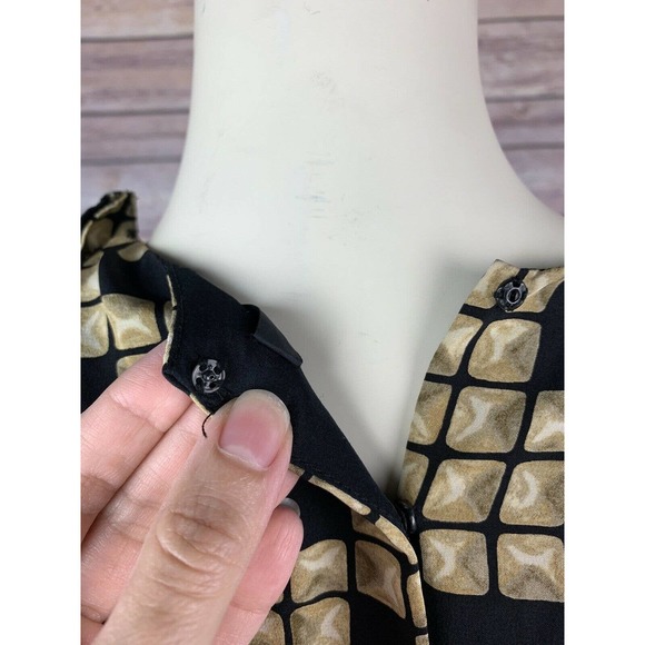 Alexander Wang Black Silk Dress Size 2 Women's Ruffle Print Vneck Cap Sleeve Y2K - Picture 9 of 12